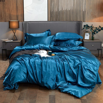 Pure Color Ice Silk Four-piece Bedding
