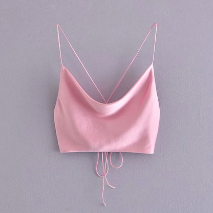 Fashion Pure Color Silk Satin Texture Short Sling