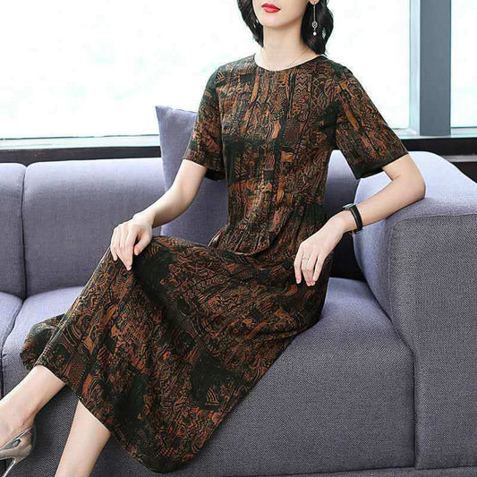 Medium Long Dress Of Silk With Fragrant Cloud And Silk