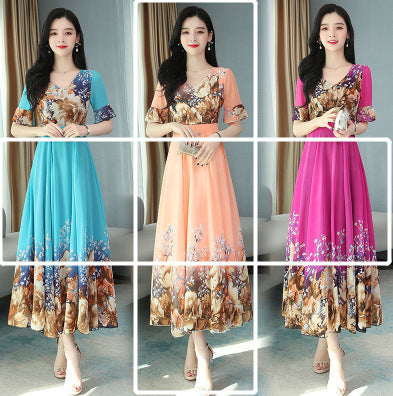 Temperament Women's Wide Lady's Western Style Ice Silk Big Skirt