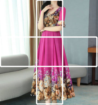 Temperament Women's Wide Lady's Western Style Ice Silk Big Skirt