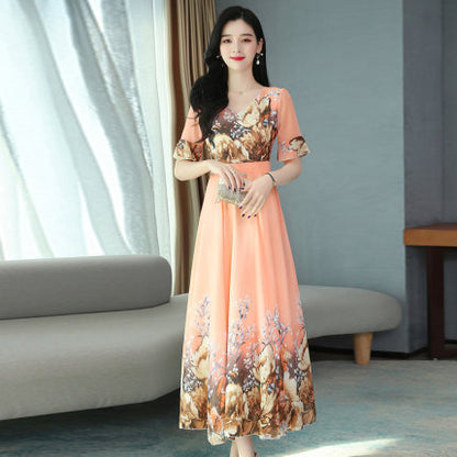 Temperament Women's Wide Lady's Western Style Ice Silk Big Skirt