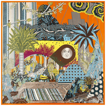 Women'S Scarves Jungle Flower And Bird Print  Twill Silk Simulation Square Scarf Shawl Scarf