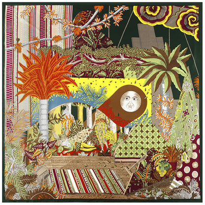 Women'S Scarves Jungle Flower And Bird Print  Twill Silk Simulation Square Scarf Shawl Scarf