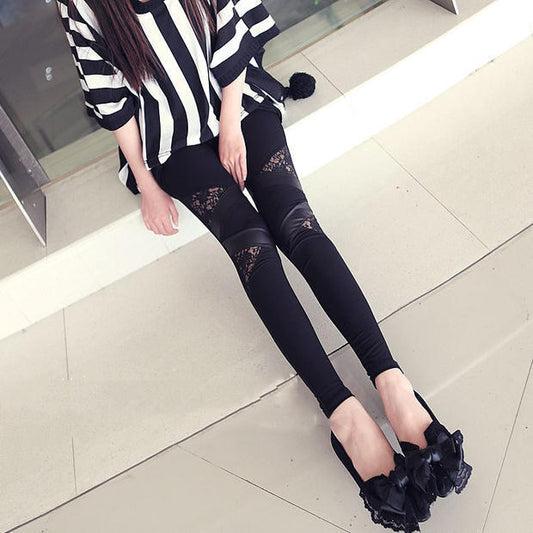 Mesh Milk Silk Stitching Stretch Pants