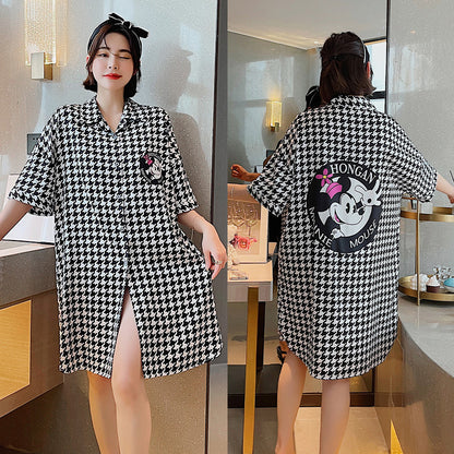 Summer New Ice Silk Nightdress  Silk Shirt Skirt Pajamas Home Service