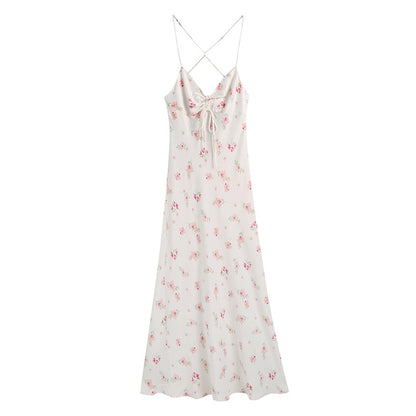 Floral Print Silk Satin Texture Dress