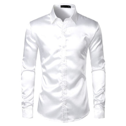 Korean Style Silk Shiny Casual Shirt