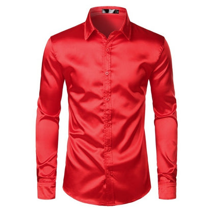 Korean Style Silk Shiny Casual Shirt
