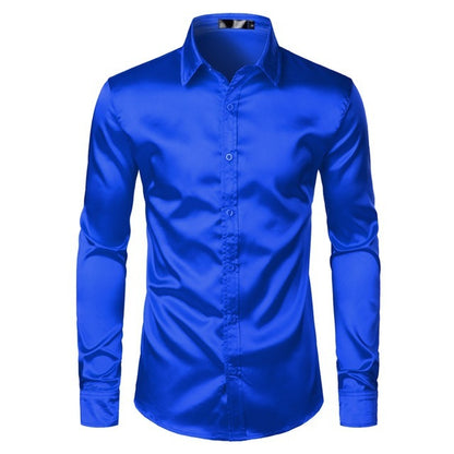 Korean Style Silk Shiny Casual Shirt