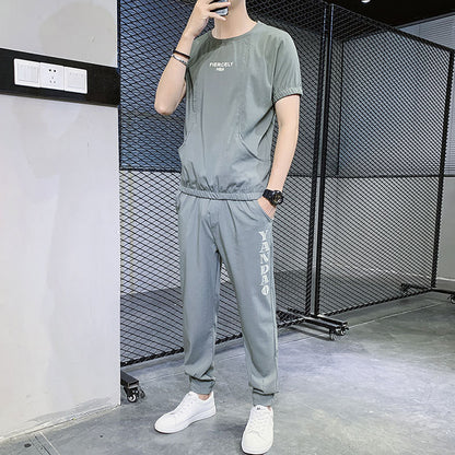 Ice Silk Men's Short-sleeved T-shirt Handsome Sportswear