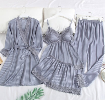 Ice Silk Pajamas Suspender Shorts Suit