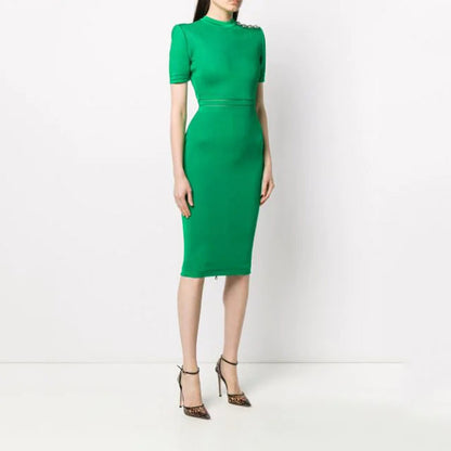 Ice Silk Fabric Elastic Slim Fit Hip Dress