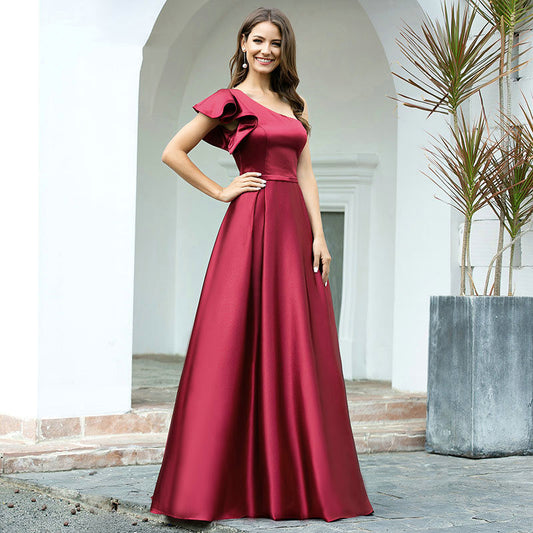 High-end Satin Wedding Evening Dress Slim Slimming Dress