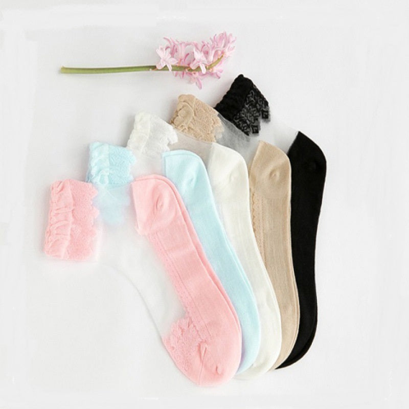 Women'S Thin Transparent Glass Silk Crystal Stockings