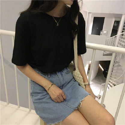 Milk Silk Basic Solid Color Short-sleeved T-shirt