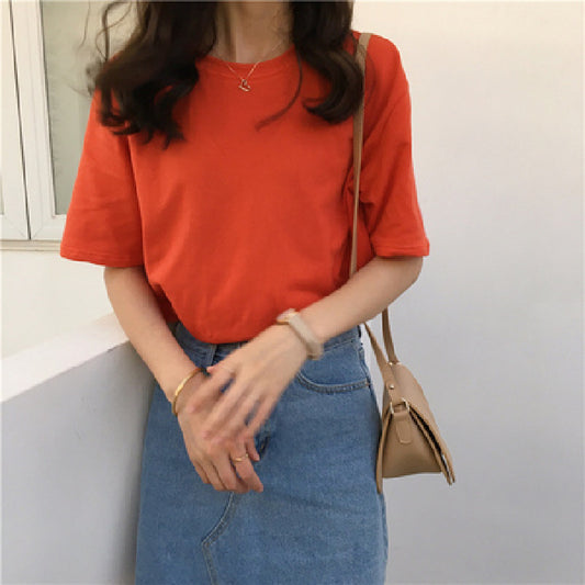 Milk Silk Basic Solid Color Short-sleeved T-shirt