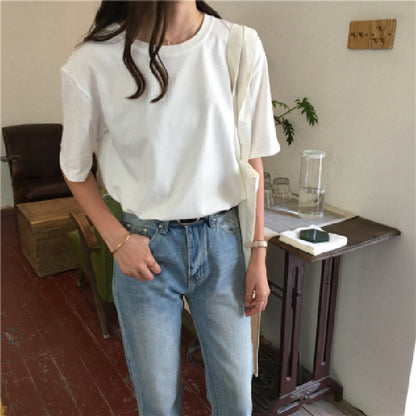 Milk Silk Basic Solid Color Short-sleeved T-shirt
