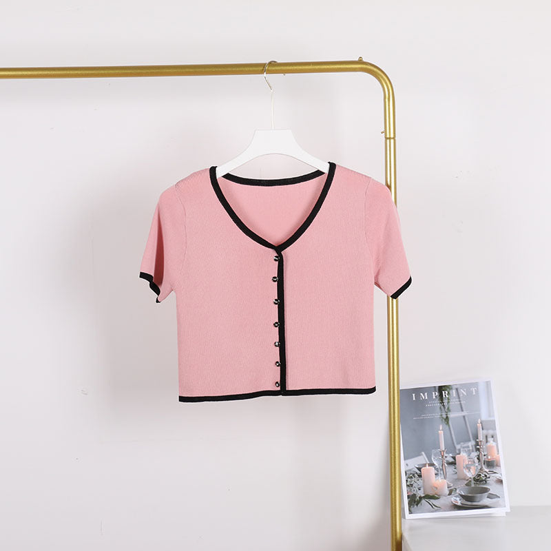 Ice Silk Knitted Short Sleeve T-shirt