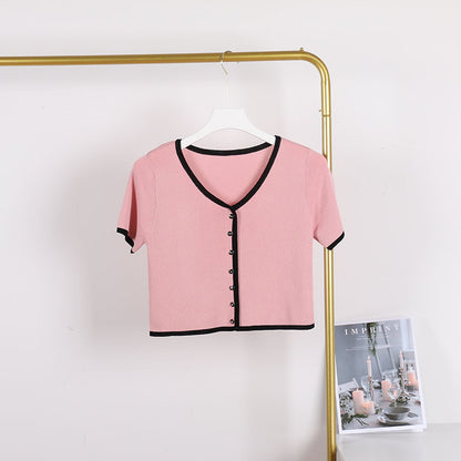 Ice Silk Knitted Short Sleeve T-shirt