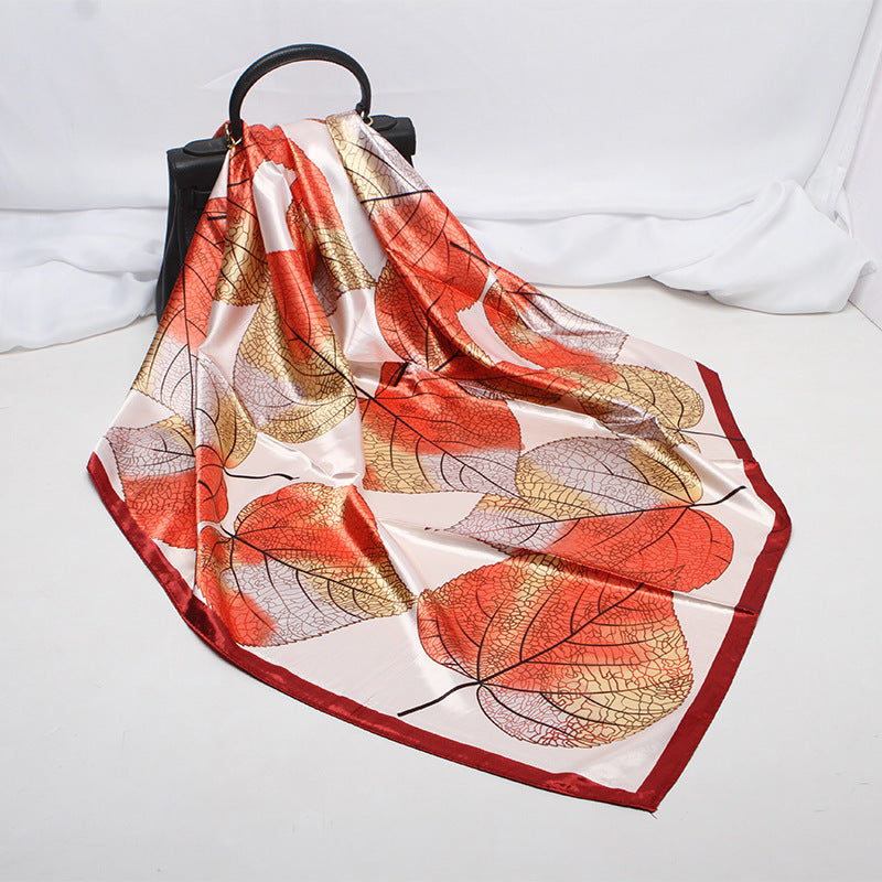 Imitation Silk Satin Silk Scarf Female Russian Leopard Print