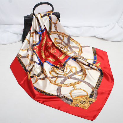 Imitation Silk Satin Silk Scarf Female Russian Leopard Print