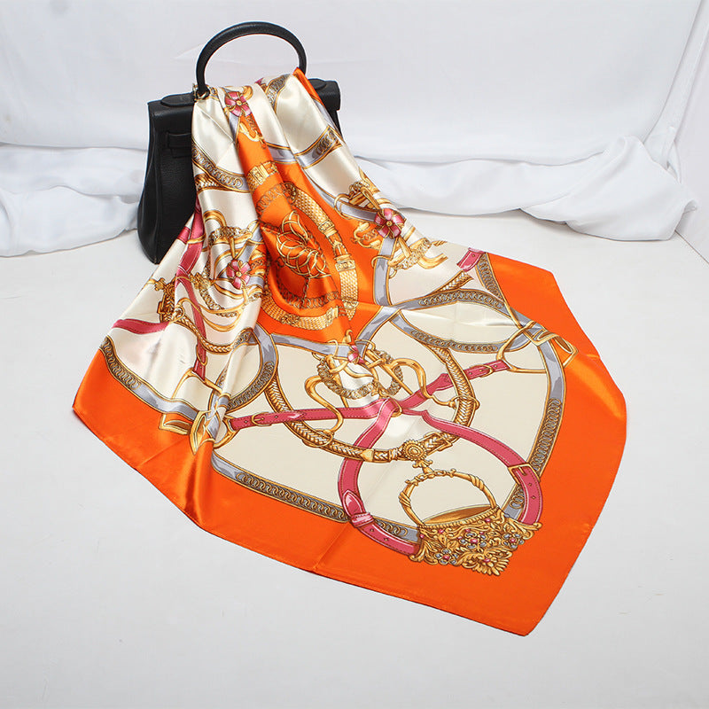 Imitation Silk Satin Silk Scarf Female Russian Leopard Print