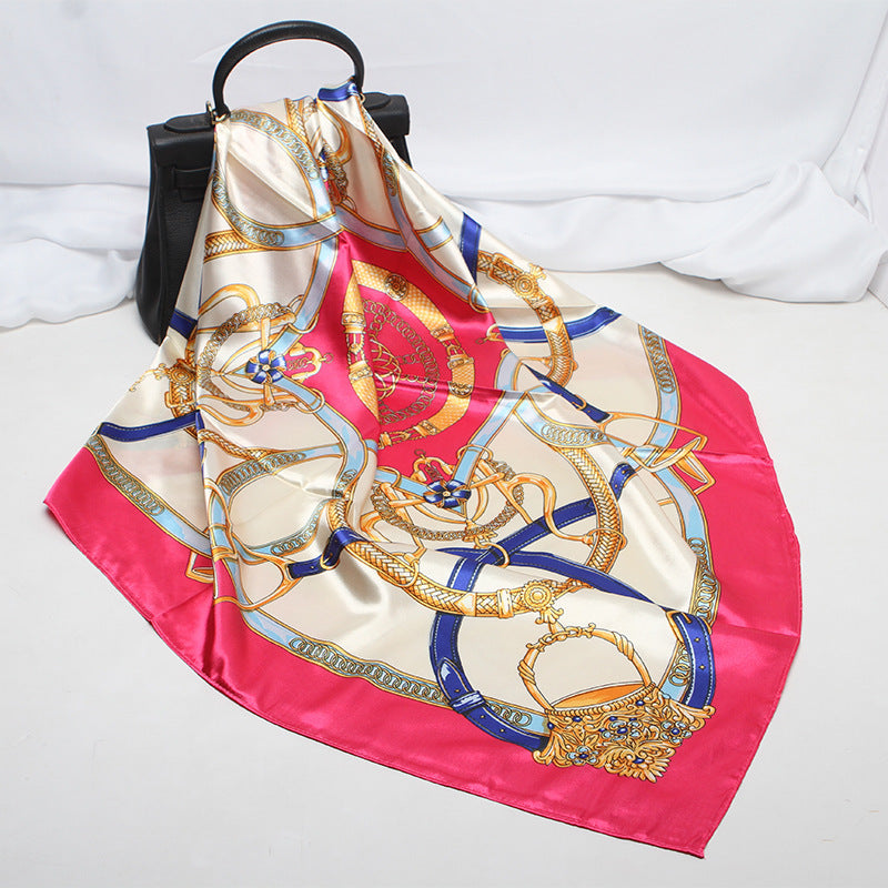 Imitation Silk Satin Silk Scarf Female Russian Leopard Print