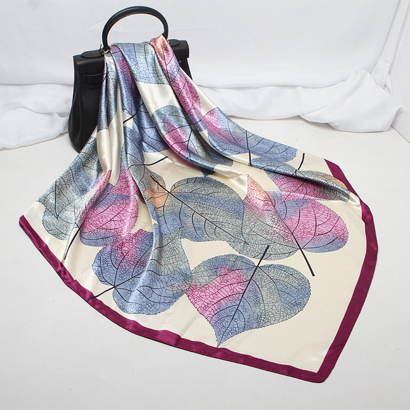 Imitation Silk Satin Silk Scarf Female Russian Leopard Print