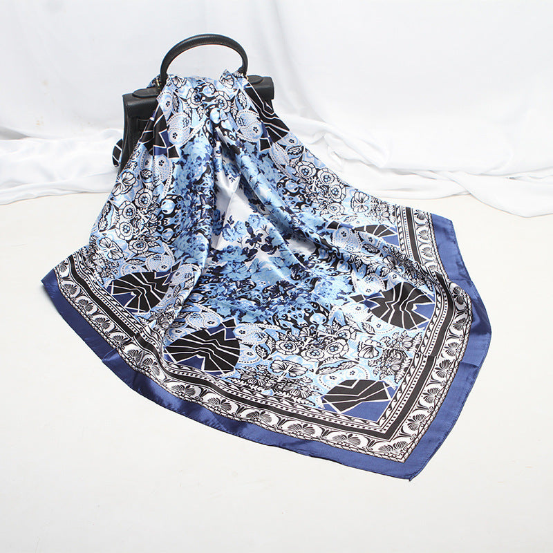 Imitation Silk Satin Silk Scarf Female Russian Leopard Print