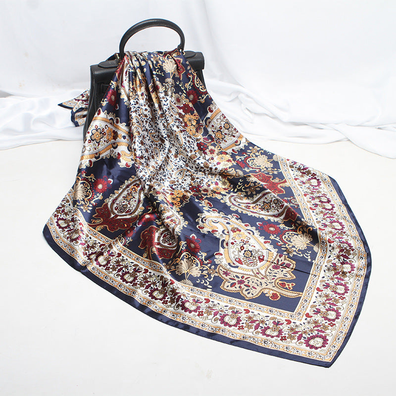 Imitation Silk Satin Silk Scarf Female Russian Leopard Print