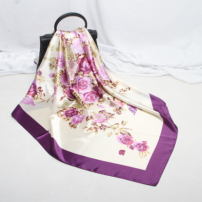 Imitation Silk Satin Silk Scarf Female Russian Leopard Print