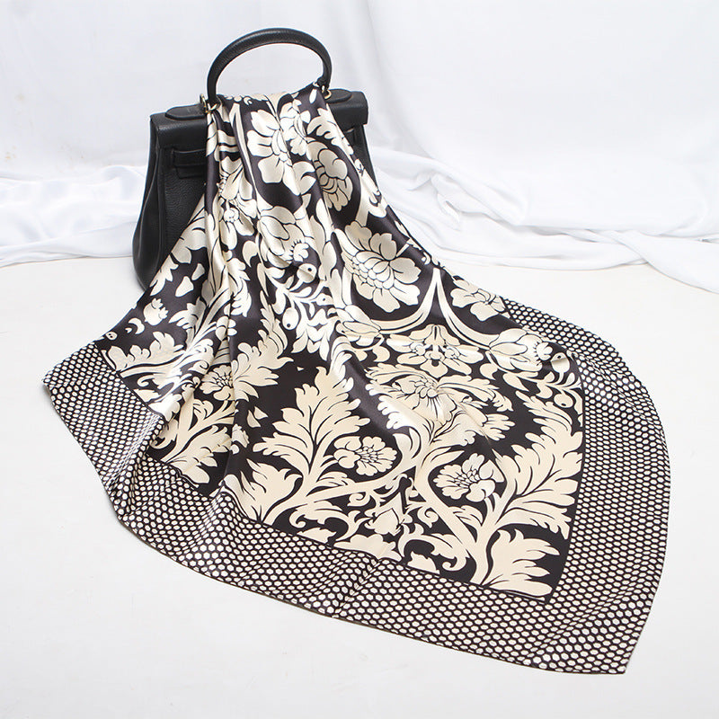 Imitation Silk Satin Silk Scarf Female Russian Leopard Print
