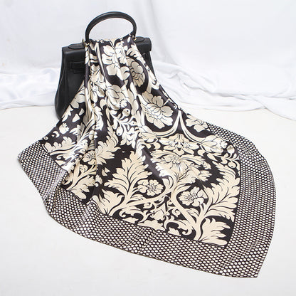 Imitation Silk Satin Silk Scarf Female Russian Leopard Print
