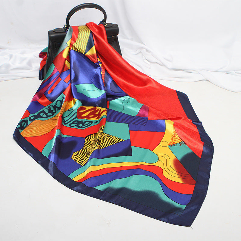 Imitation Silk Satin Silk Scarf Female Russian Leopard Print