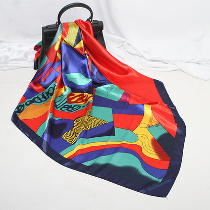 Imitation Silk Satin Silk Scarf Female Russian Leopard Print