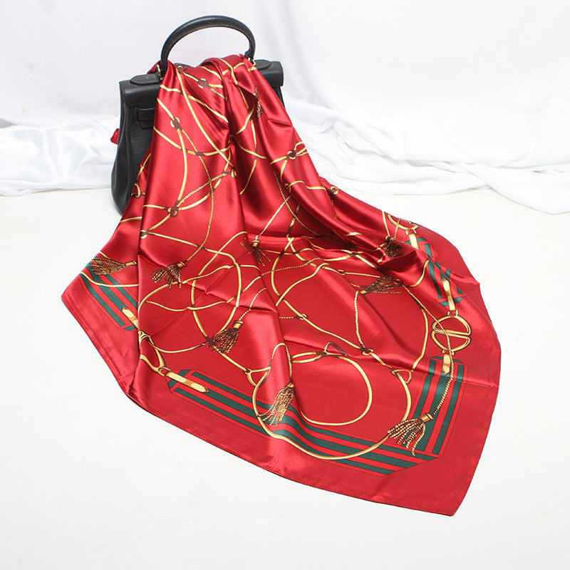 Imitation Silk Satin Silk Scarf Female Russian Leopard Print