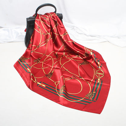 Imitation Silk Satin Silk Scarf Female Russian Leopard Print