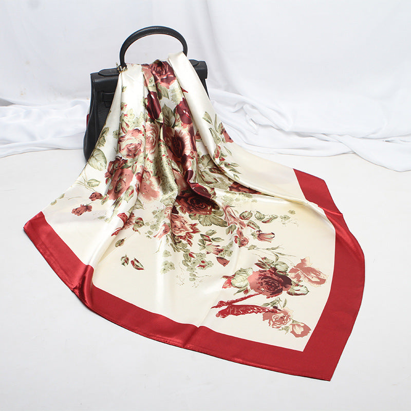 Imitation Silk Satin Silk Scarf Female Russian Leopard Print