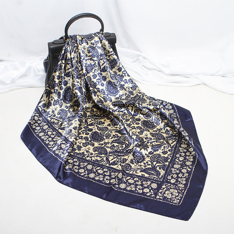 Imitation Silk Satin Silk Scarf Female Russian Leopard Print