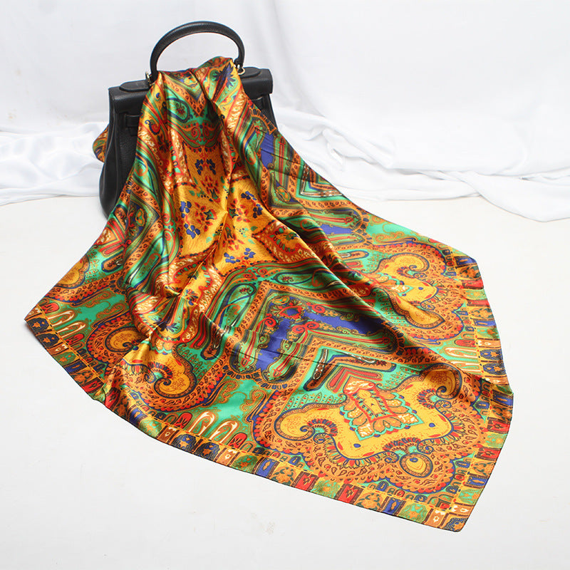 Imitation Silk Satin Silk Scarf Female Russian Leopard Print