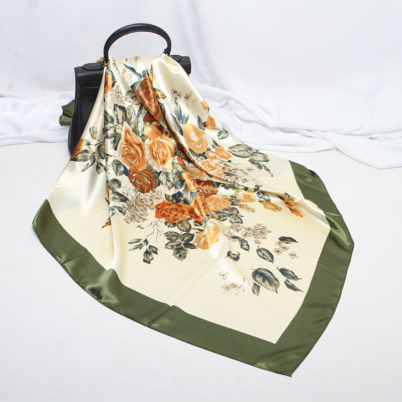 Imitation Silk Satin Silk Scarf Female Russian Leopard Print