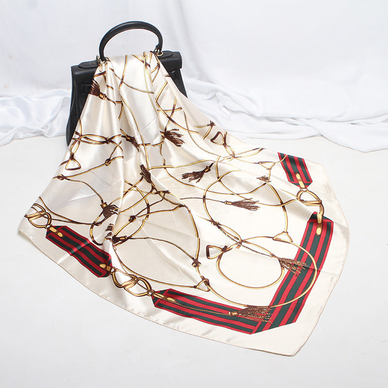 Imitation Silk Satin Silk Scarf Female Russian Leopard Print