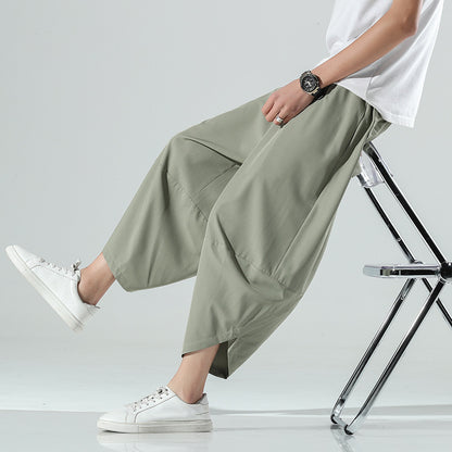 Ice Silk Cropped Beach Pants Loose Bloomers