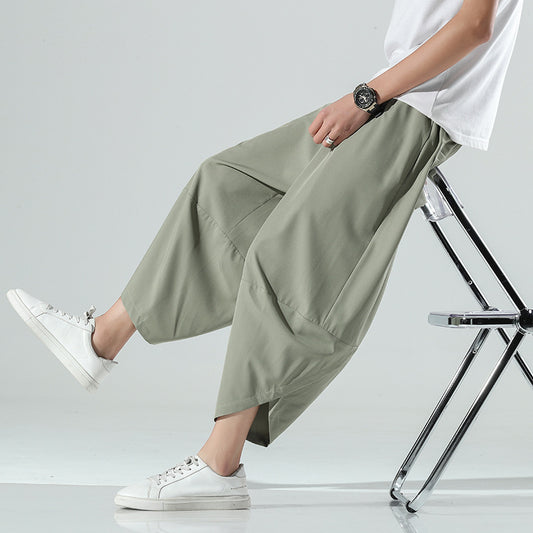 Ice Silk Cropped Beach Pants Loose Bloomers