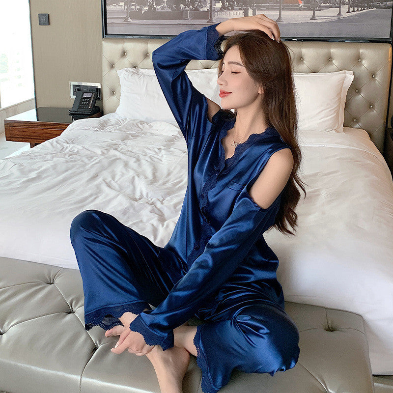 Silk Palace Style Long-sleeved Summer Ice Silk Two-piece Suit