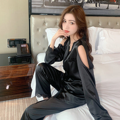 Silk Palace Style Long-sleeved Summer Ice Silk Two-piece Suit
