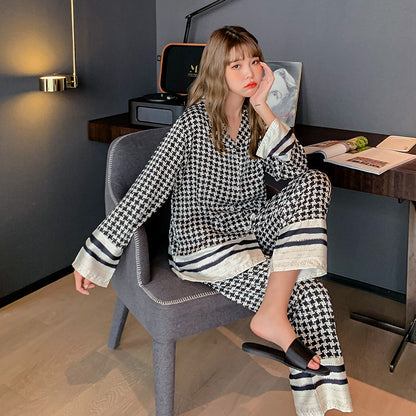 Ice Silk Houndstooth Pajamas Women