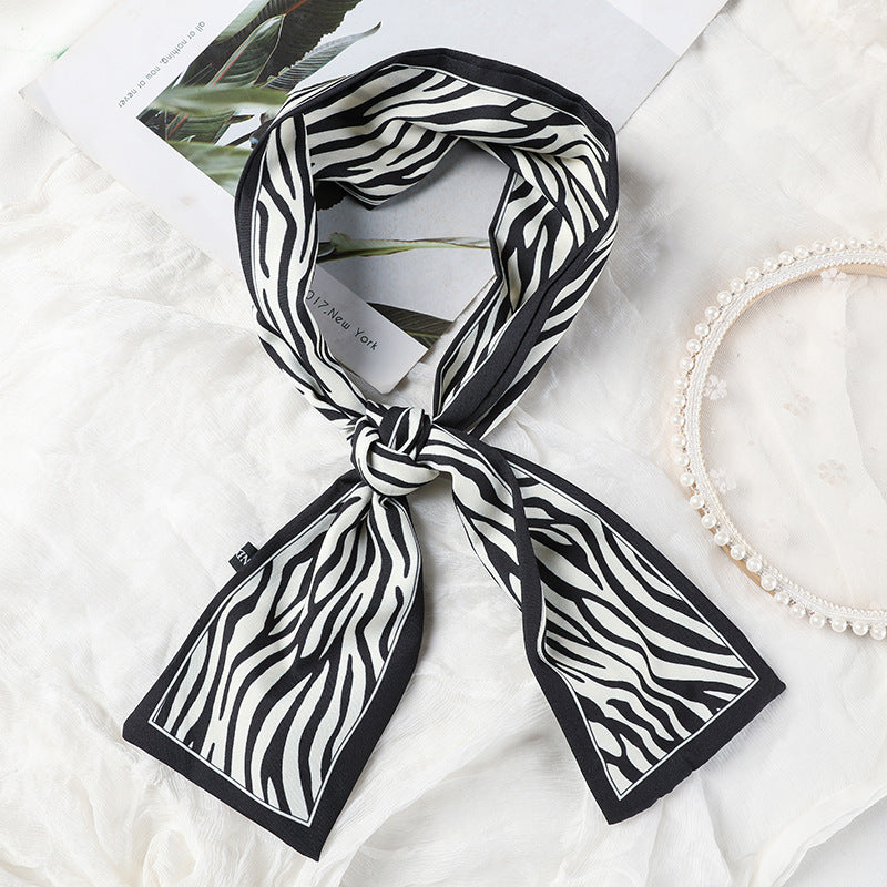 Korean Version Silk Scarf Headband Fairy Hair Binding Forest Bow Headband French Retro Ribbon Headband Imitation Silk Hair Ornament