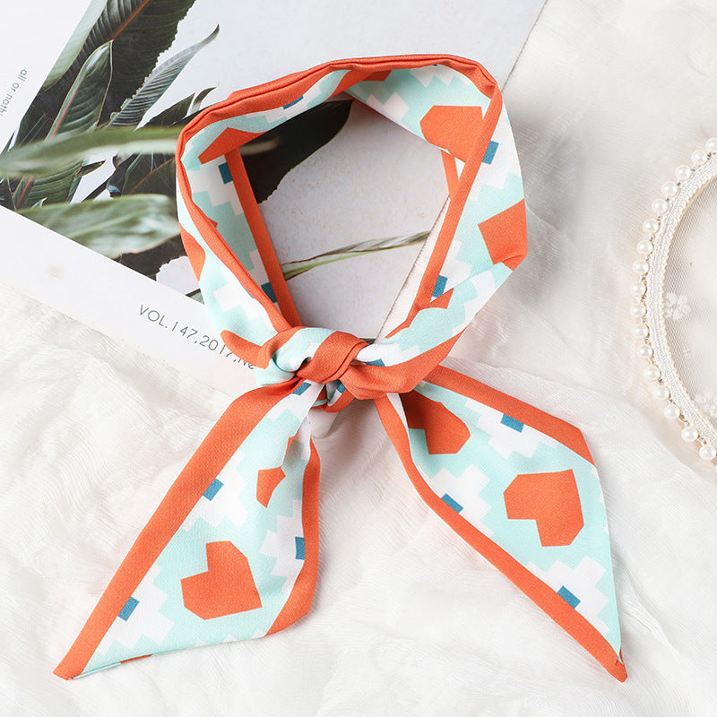 Korean Version Silk Scarf Headband Fairy Hair Binding Forest Bow Headband French Retro Ribbon Headband Imitation Silk Hair Ornament